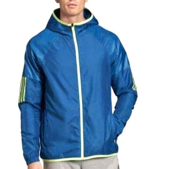 adidas Other - Adidas Windbreaker Jacket Blue Lime Green Small NWT